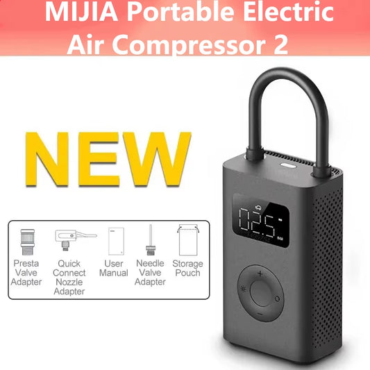 New  Mijia Air Pump 2 25%Speed Boost Mini Portable Electric Air Compressor Treasure 150PSI Type-C LED Multitool Inflator